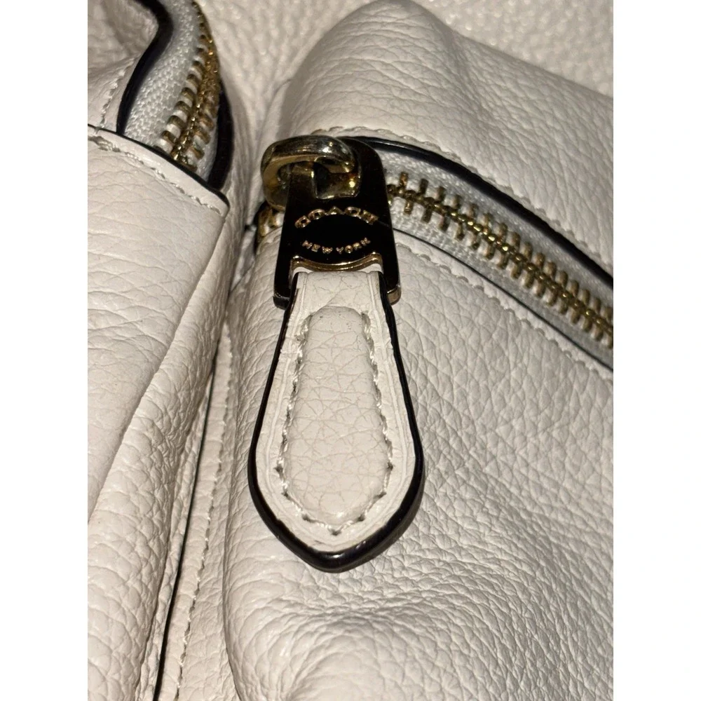COACH Charlie Backpack Pebble Leather White Unisex Genuine Leather Bag 13x11x4 - Picture 14 of 16